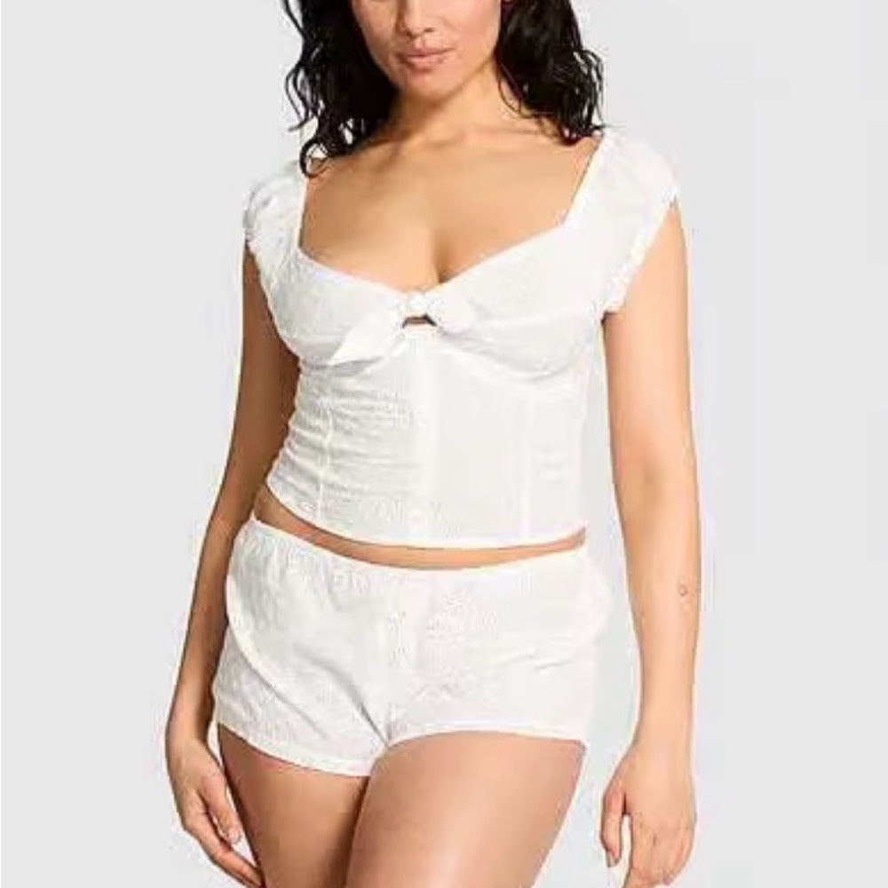 Marilyn white eyelet blouse by PINK x Frankie’s Bikinis size XXL smocked back